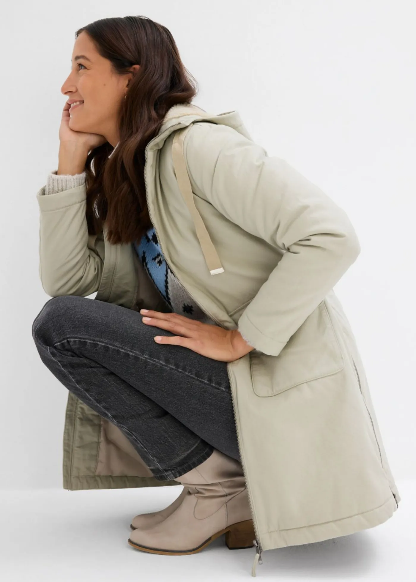 Parka de invierno ancha, con capucha y forro polar Mujer Chaquetas Y Abrigos