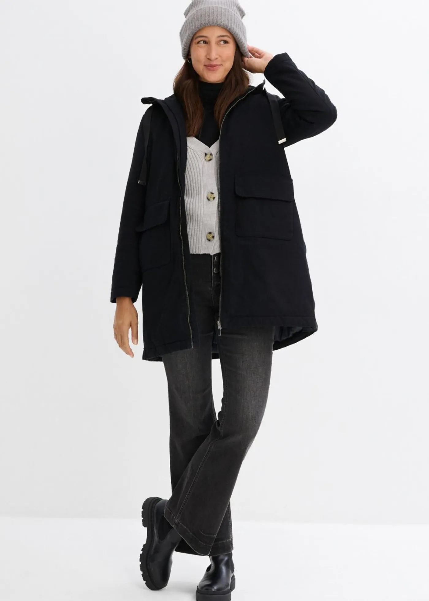 Best Parka de invierno ancha, con capucha y forro polar Mujer Chaquetas Y Abrigos
