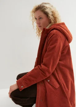 Outlet Parka de pana con forro suave Mujer Chaquetas Y Abrigos