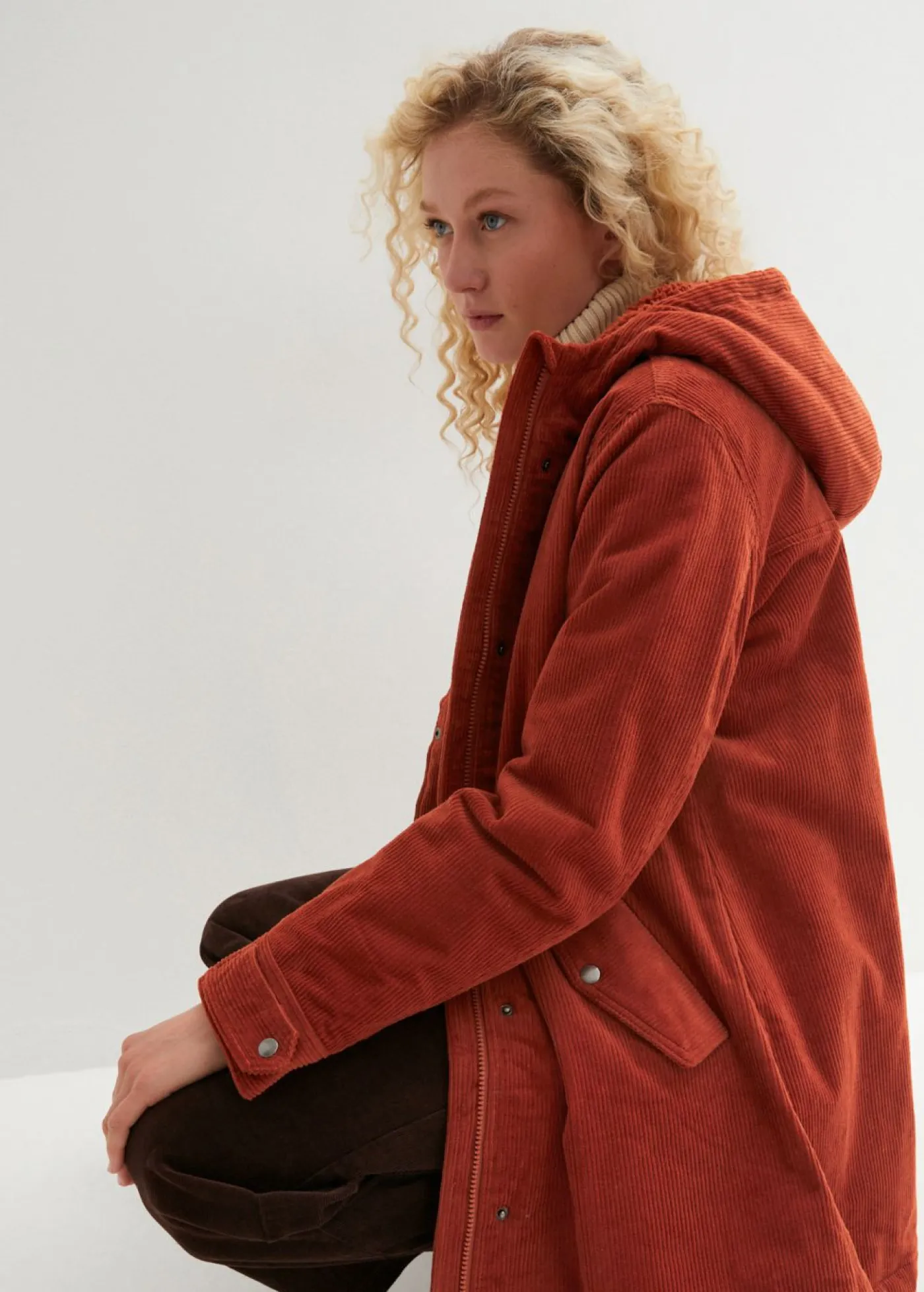 Outlet Parka de pana con forro suave Mujer Chaquetas Y Abrigos