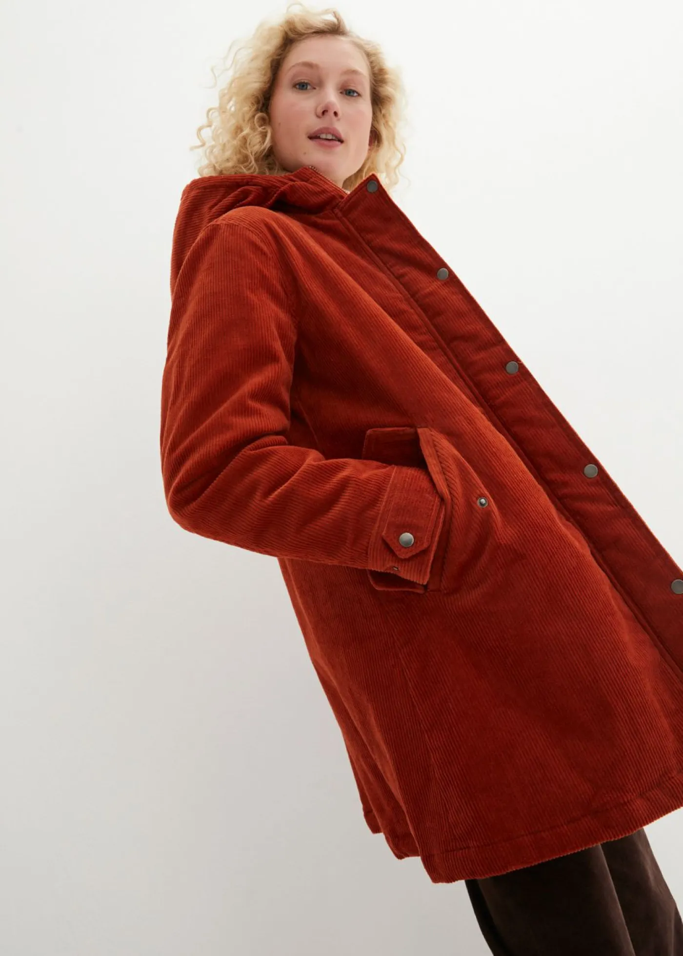 Outlet Parka de pana con forro suave Mujer Chaquetas Y Abrigos