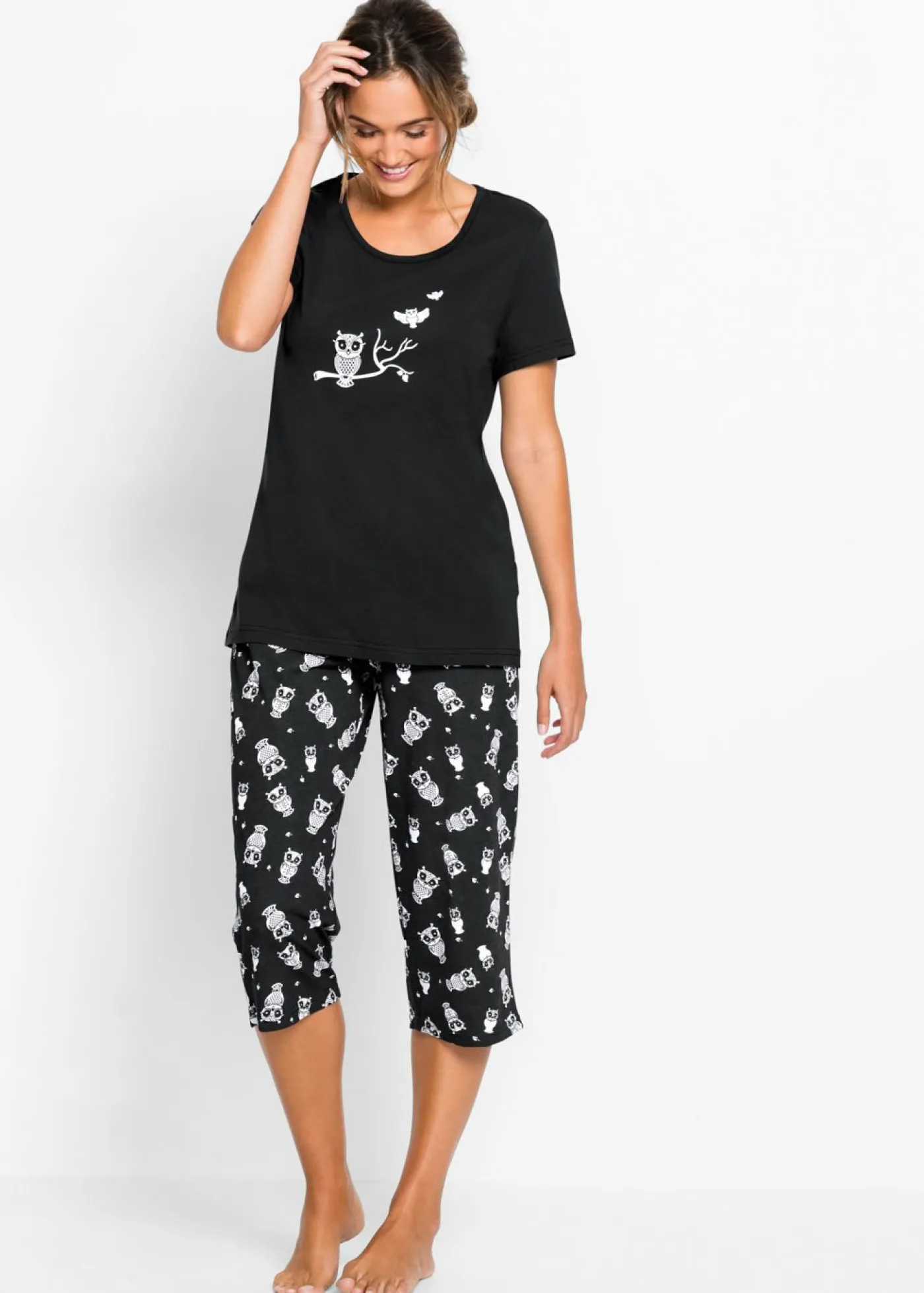 Hot Pijama capri con mangas cortas Mujer Ropa Para Dormir