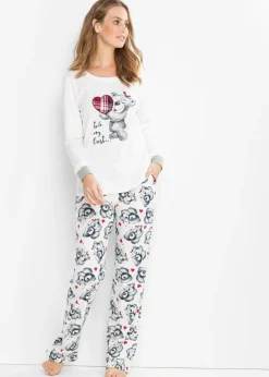New Pijama con aplicación de franela Mujer Ropa Para Dormir