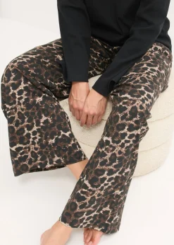 New Pijama con camiseta de canalé y pantalón ancho Mujer Ropa Para Dormir