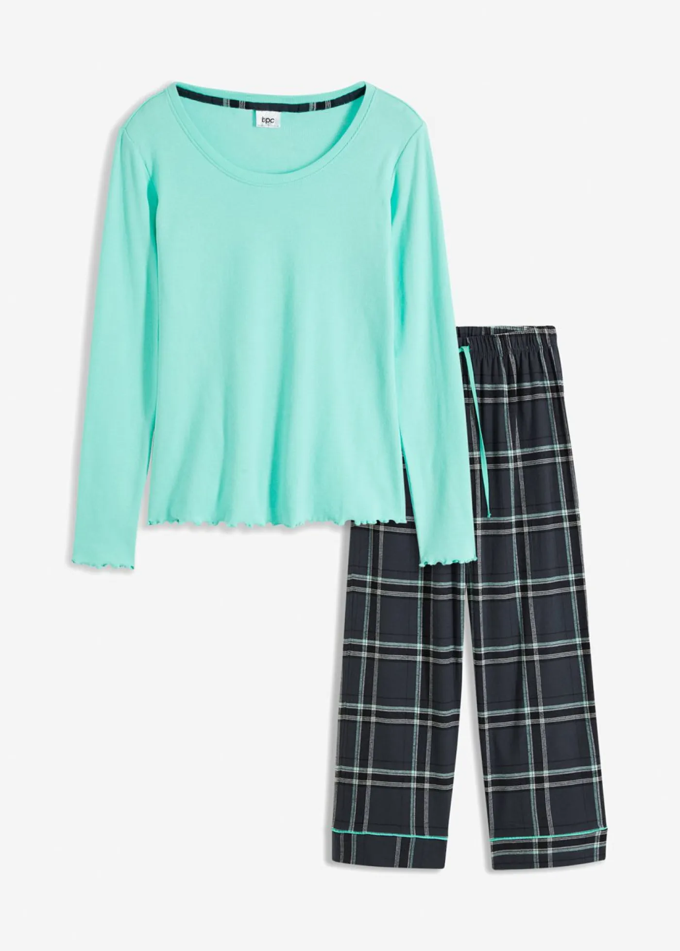 Discount Pijama con camiseta de canalé y pantalón de franela Mujer Ropa Para Dormir
