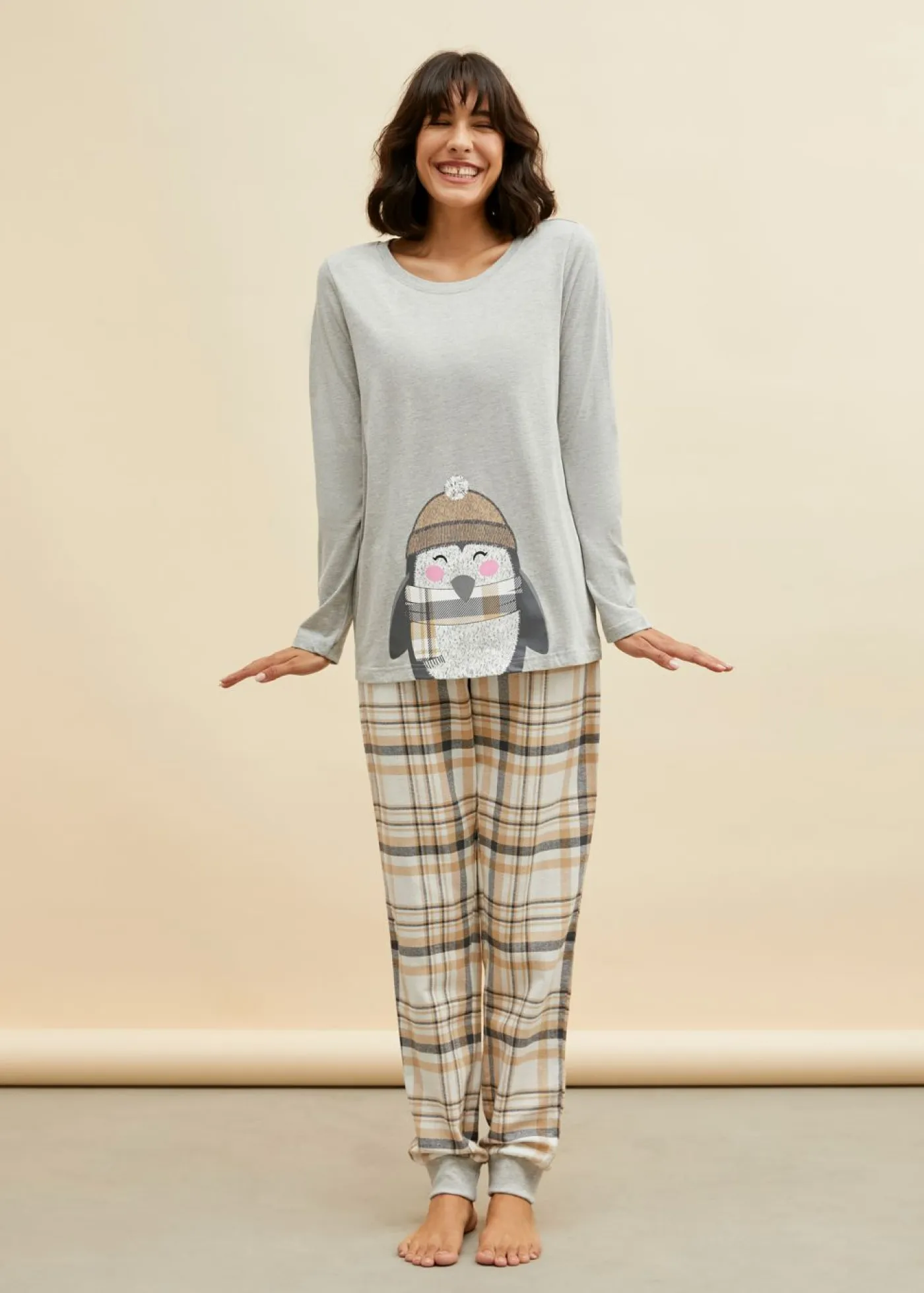 Online Pijama con pantalón de franela Mujer Ropa Para Dormir
