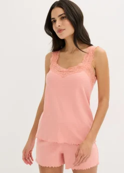Pijama corto con delicado ribete de encaje Mujer Ropa Para Dormir