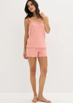 Pijama corto con delicado ribete de encaje Mujer Ropa Para Dormir