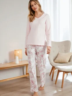 Pijama de algodón orgánico puro Mujer Ropa Para Dormir