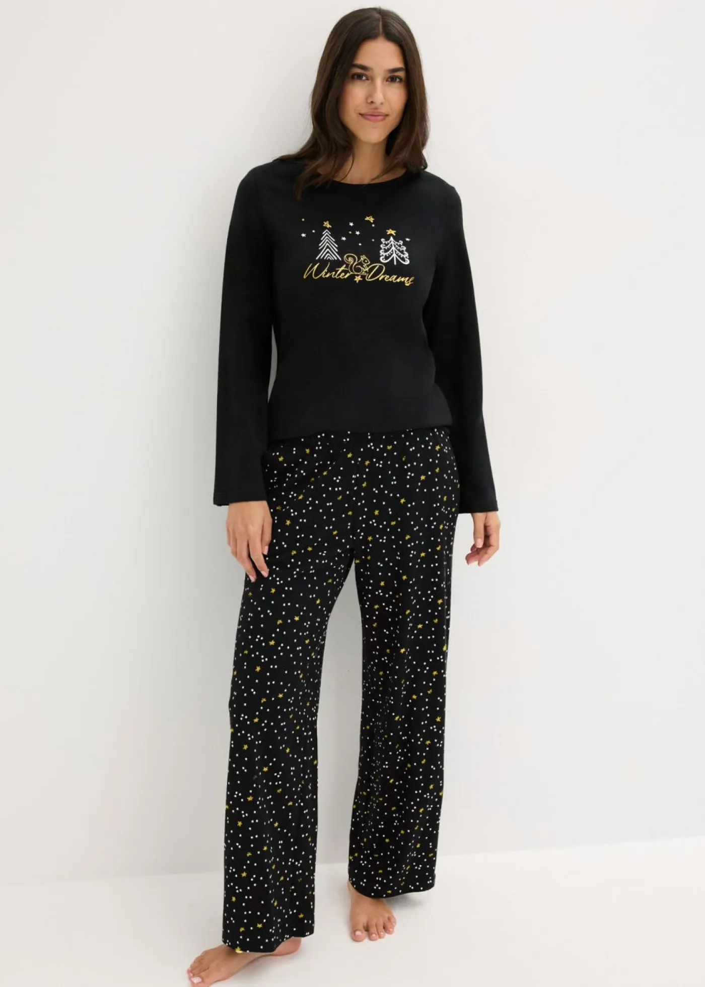 Hot Pijama de algodón puro con estampado brillante Mujer Ropa Para Dormir