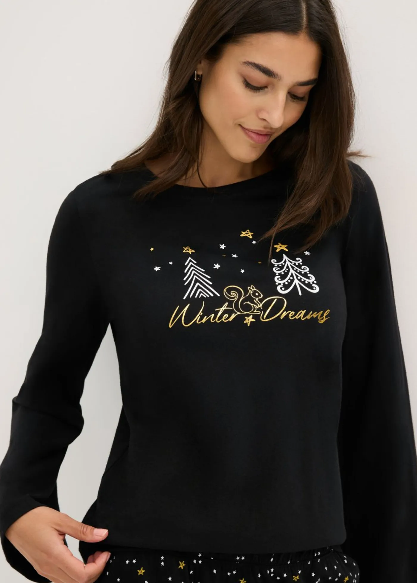 Hot Pijama de algodón puro con estampado brillante Mujer Ropa Para Dormir
