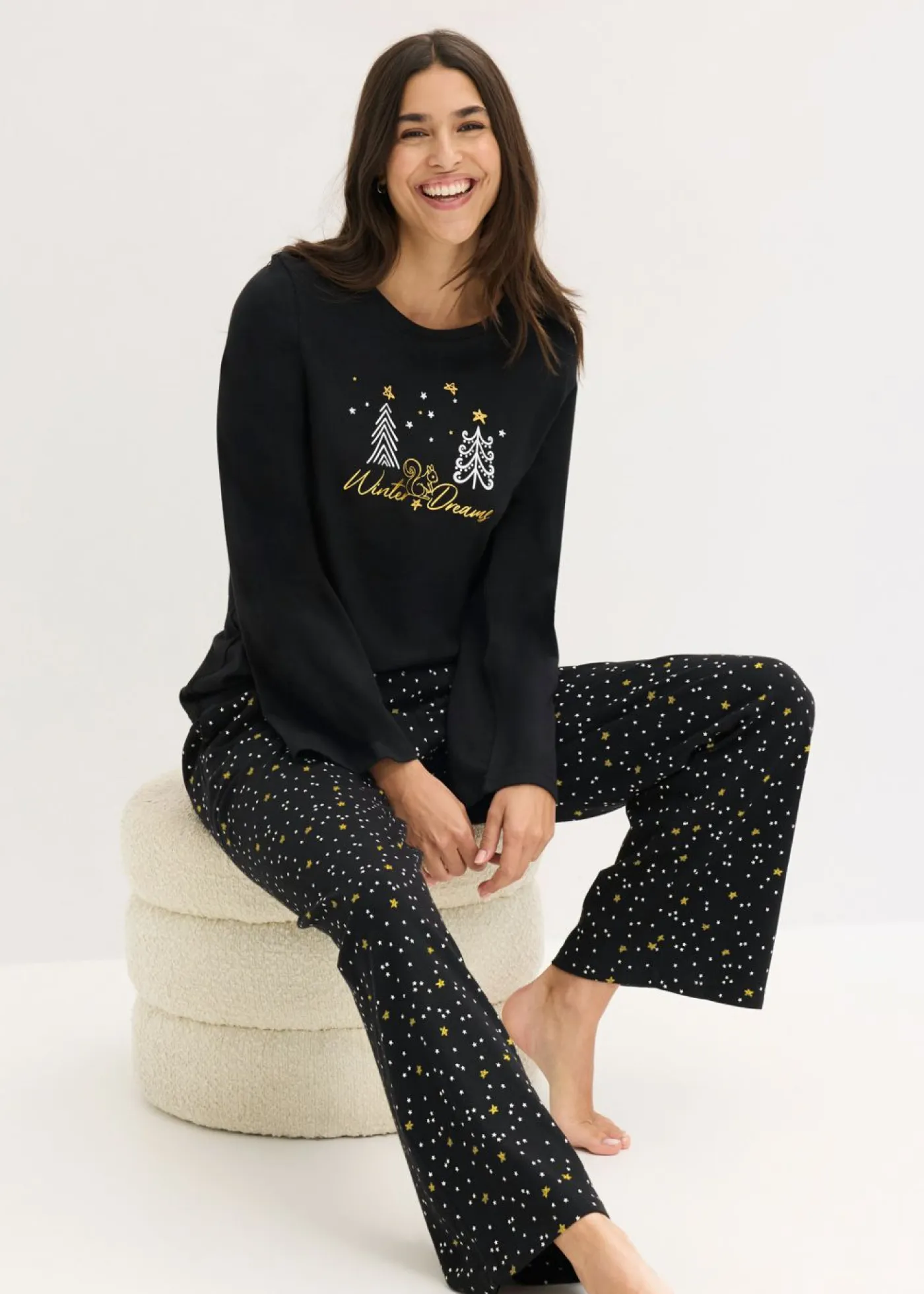 Hot Pijama de algodón puro con estampado brillante Mujer Ropa Para Dormir