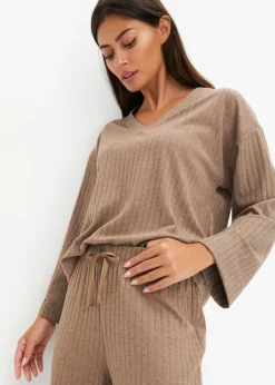 Outlet Pijama de canalé suave con perneras anchas Mujer Homewear|Ropa Para Dormir