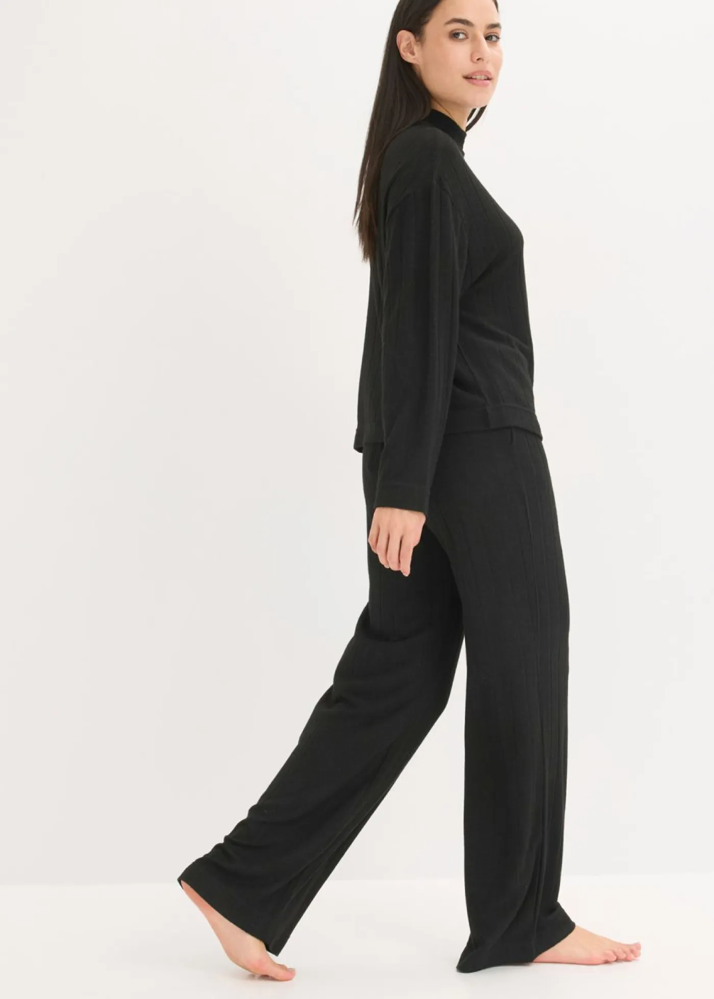 Pijama holgado de punto suave de canalé Mujer Homewear|Ropa Para Dormir