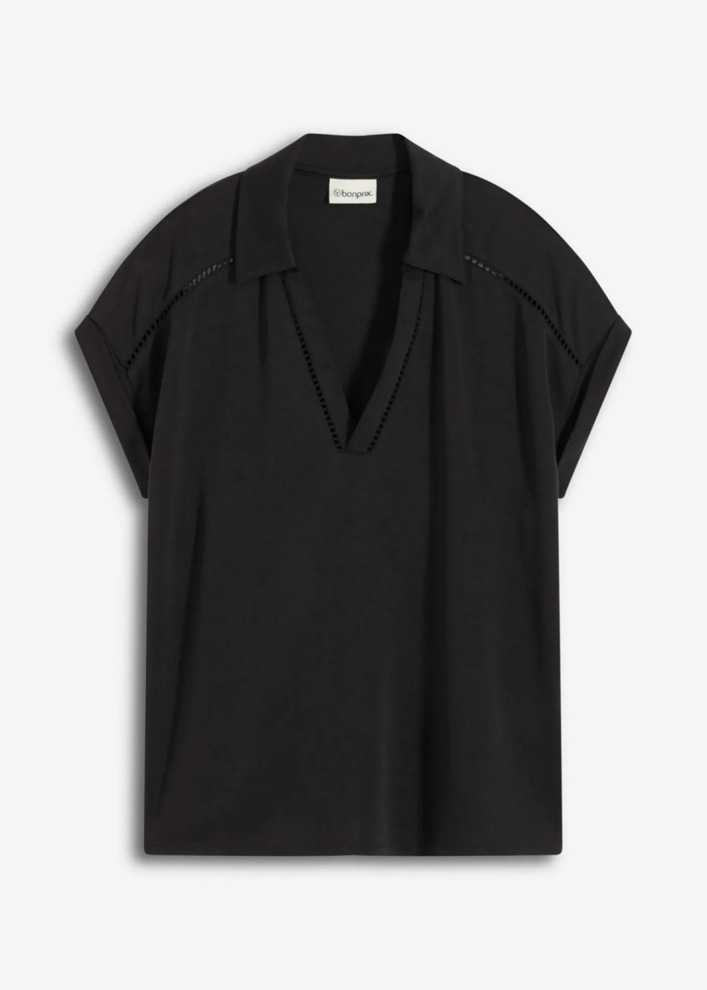 Sale Polo de piqué de viscosa con inserto de encaje Mujer Camisetas
