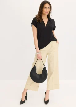 Sale Polo de piqué de viscosa con inserto de encaje Mujer Camisetas