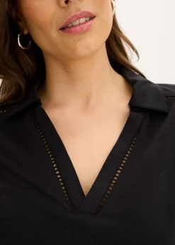 Sale Polo de piqué de viscosa con inserto de encaje Mujer Camisetas
