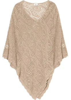 New Poncho con aspecto de ganchillo Mujer Ponchos|Jerséis