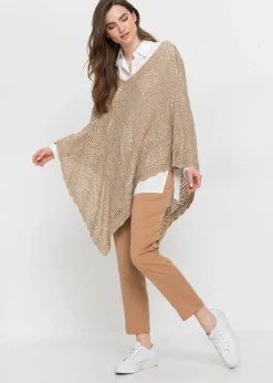 New Poncho con aspecto de ganchillo Mujer Ponchos|Jerséis