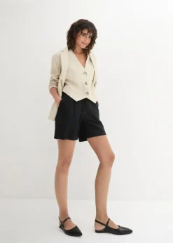 Online Shorts paperbag con lino Mujer Shorts|Pantalones