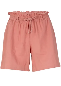 New Shorts paperbag con lino Mujer Shorts|Pantalones