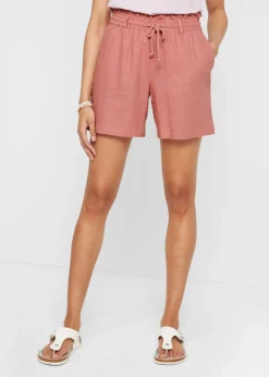 New Shorts paperbag con lino Mujer Shorts|Pantalones