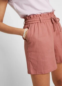 New Shorts paperbag con lino Mujer Shorts|Pantalones
