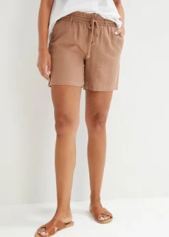Discount Shorts paperbag con lino Mujer Shorts|Pantalones