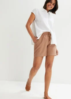 Discount Shorts paperbag con lino Mujer Shorts|Pantalones