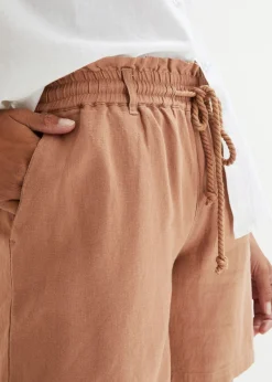 Discount Shorts paperbag con lino Mujer Shorts|Pantalones