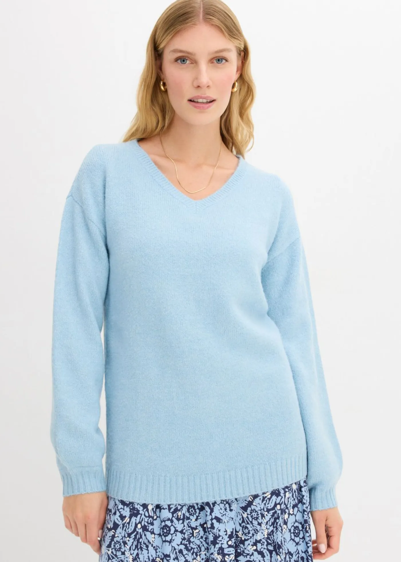 Suave jersey de punto fino con mangas abullonadas Mujer Básicos|Jerséis