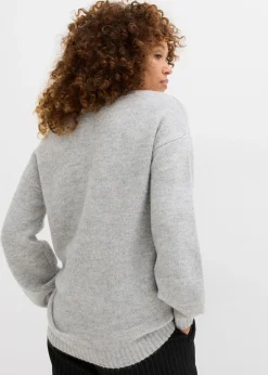 Suave jersey de punto fino con mangas abullonadas Mujer Básicos|Jerséis