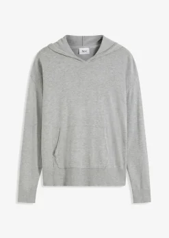 Discount Sudadera con capucha de punto y bolsillo canguro en mezcla de viscosa Mujer Jerséis|Ropa De Punto