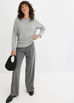 Discount Sudadera con capucha de punto y bolsillo canguro en mezcla de viscosa Mujer Jerséis|Ropa De Punto