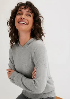 Discount Sudadera con capucha de punto y bolsillo canguro en mezcla de viscosa Mujer Jerséis|Ropa De Punto