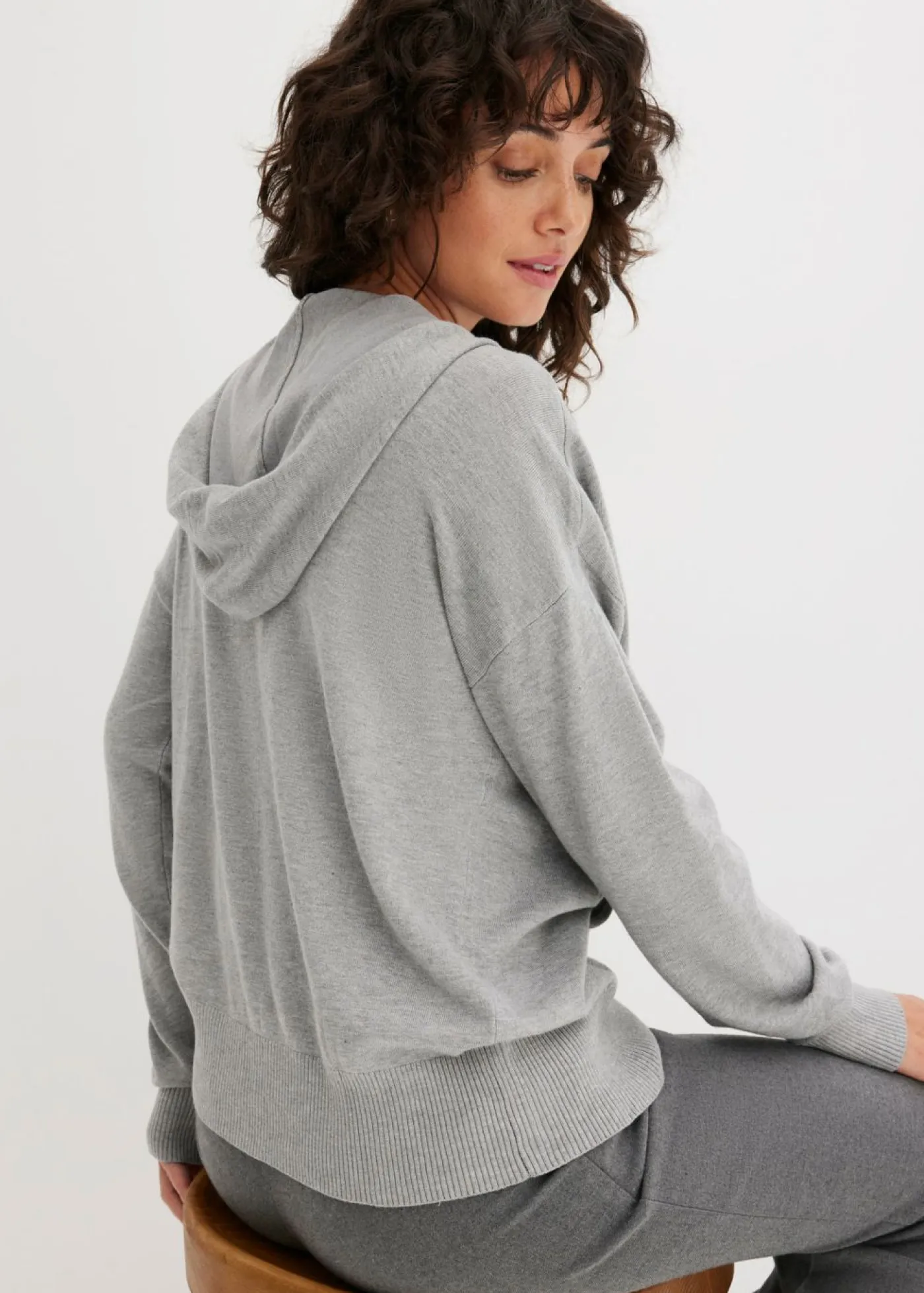 Discount Sudadera con capucha de punto y bolsillo canguro en mezcla de viscosa Mujer Jerséis|Ropa De Punto