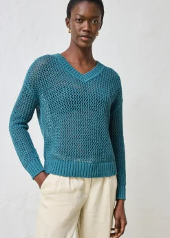 Discount Sudadera de ajour de mezcla de lino ligero Mujer Premium|Jerséis