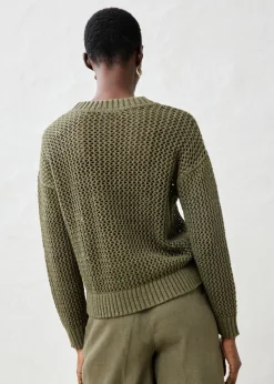Discount Sudadera de ajour de mezcla de lino ligero Mujer Premium|Jerséis