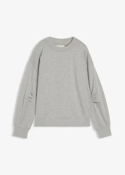 Best Sudadera de algodón orgánico con cuello ancho de canalé Mujer Esenciales|Ropa Cómoda