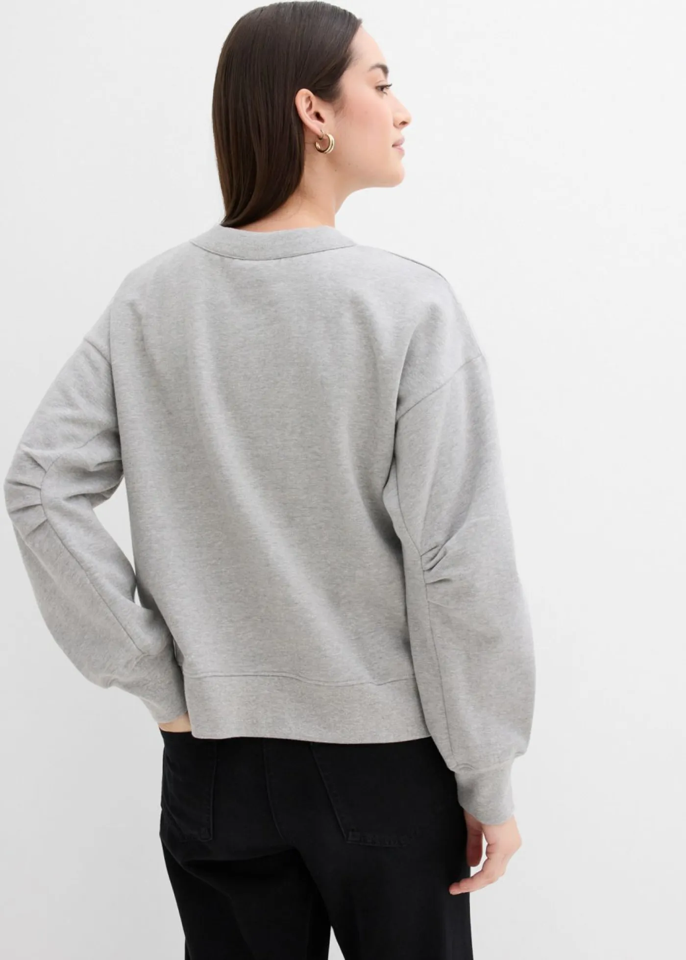 Best Sudadera de algodón orgánico con cuello ancho de canalé Mujer Esenciales|Ropa Cómoda