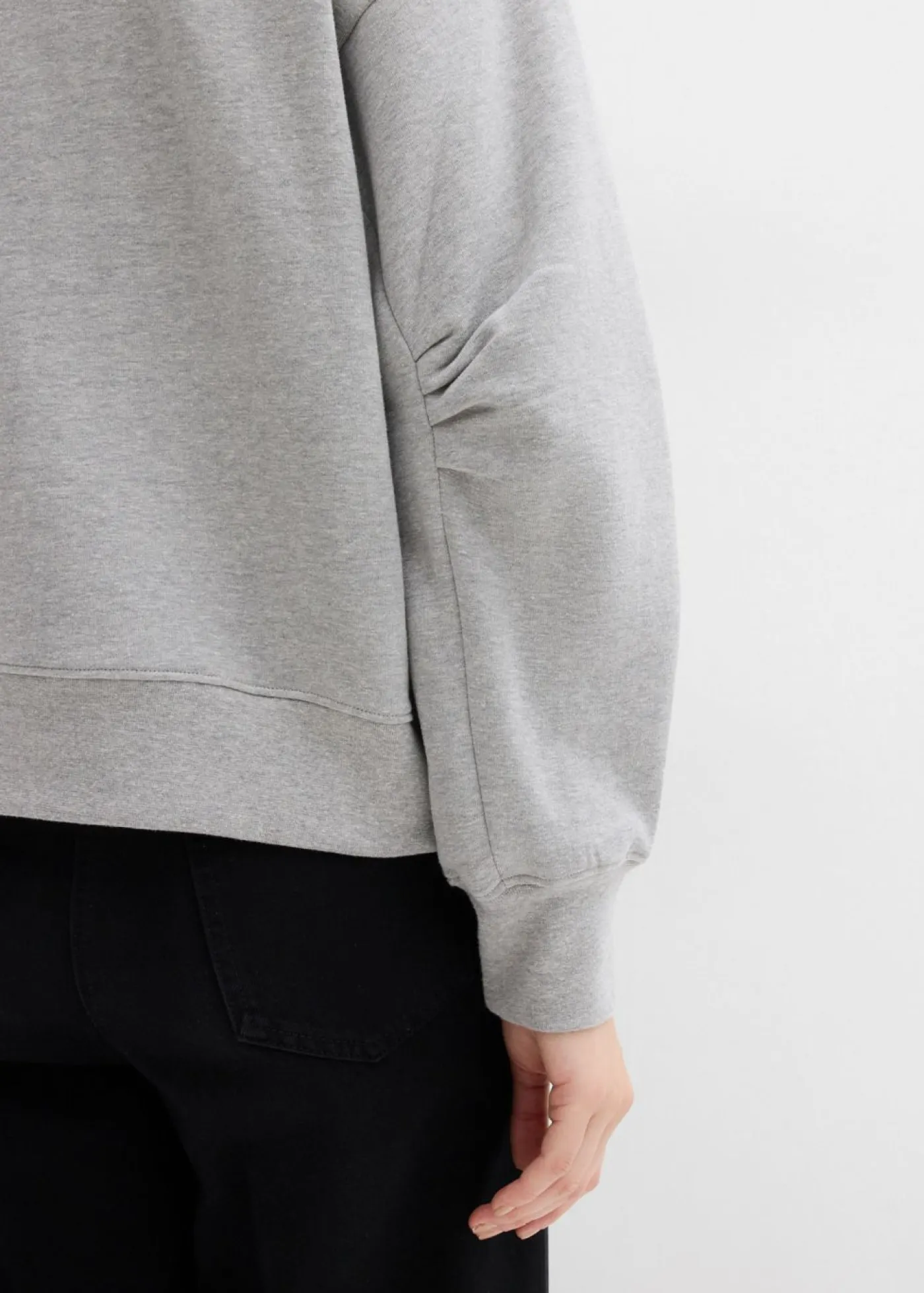 Best Sudadera de algodón orgánico con cuello ancho de canalé Mujer Esenciales|Ropa Cómoda