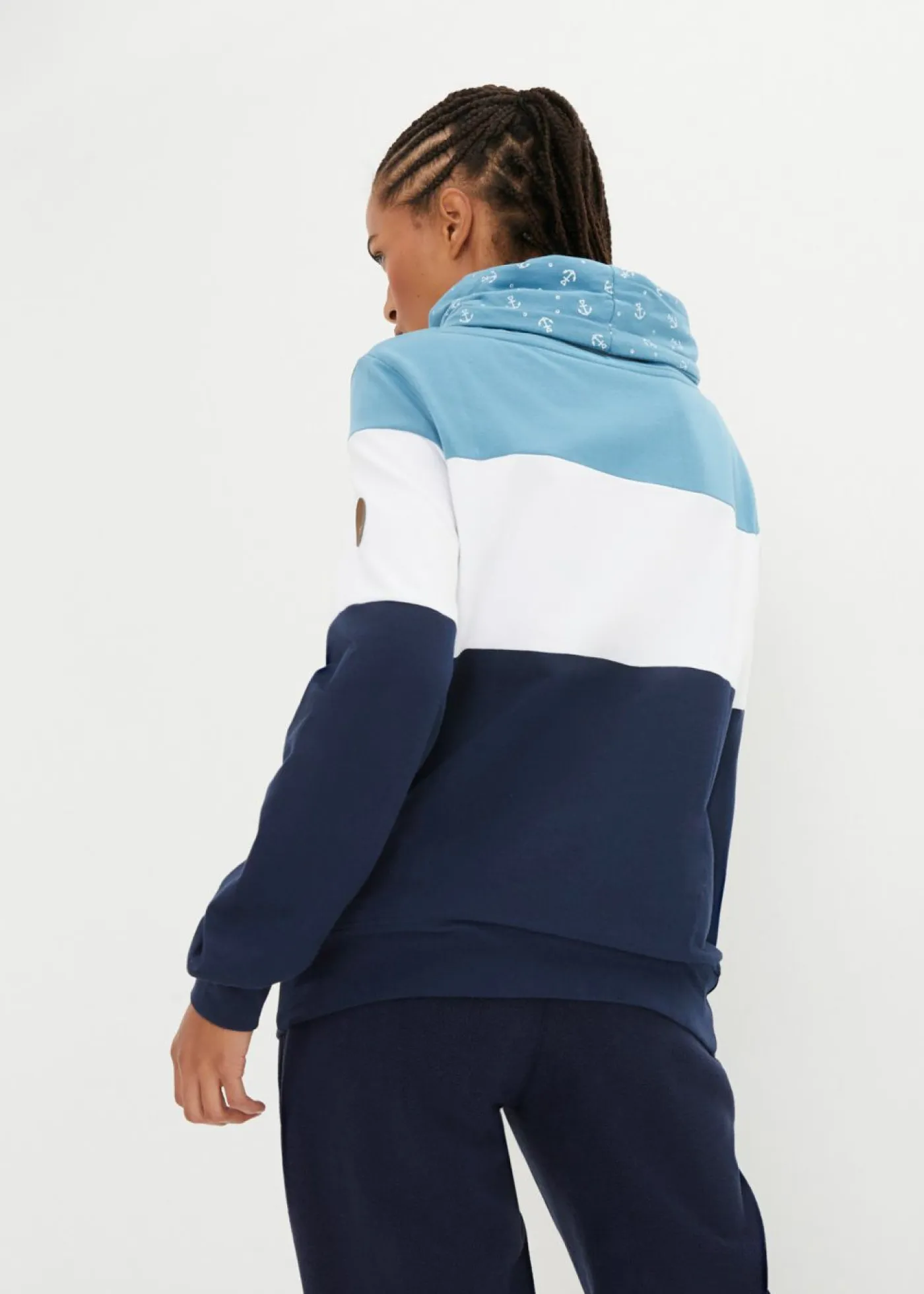 Clearance Sudadera de algodón puro con cuello estampado Mujer Ropa Cómoda