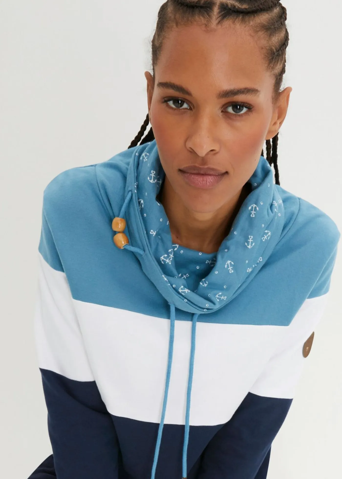 Clearance Sudadera de algodón puro con cuello estampado Mujer Ropa Cómoda