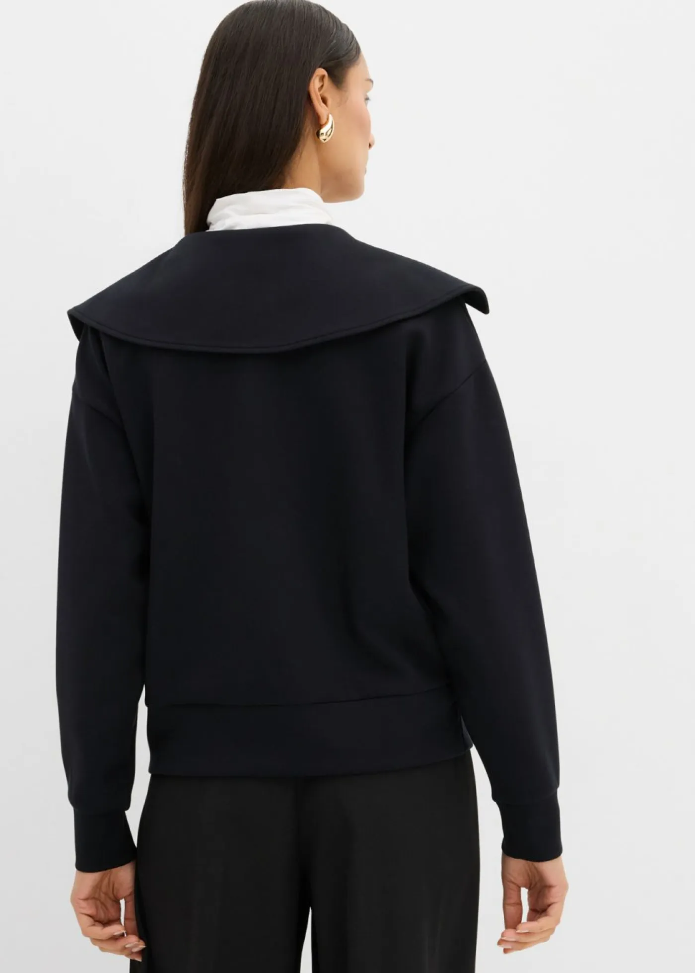 Clearance Sudadera de mezcla de viscosa con cuello ancho Mujer Esenciales