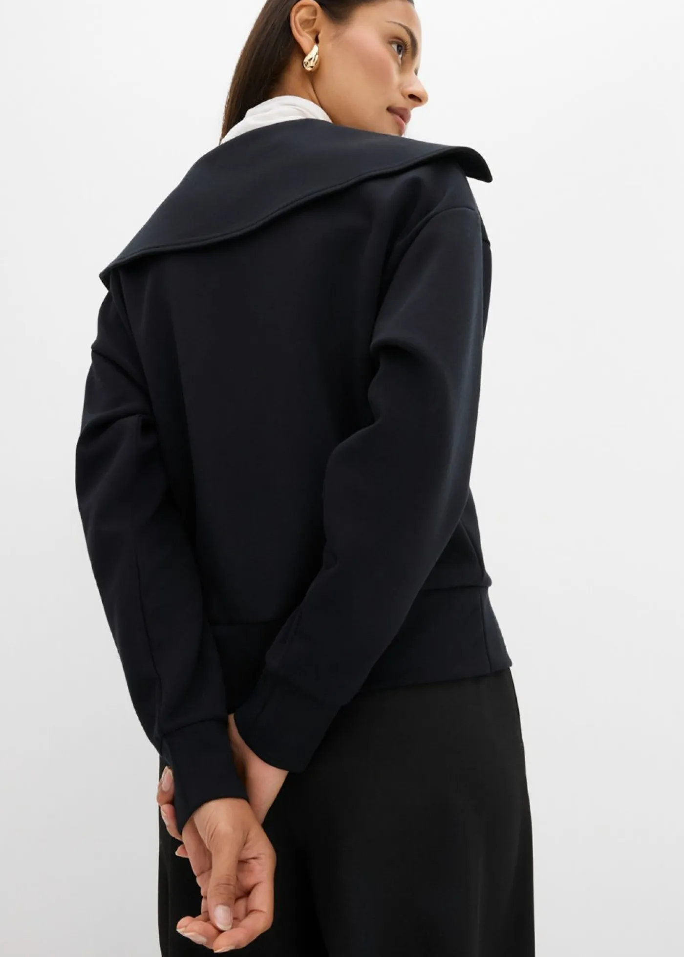 Clearance Sudadera de mezcla de viscosa con cuello ancho Mujer Esenciales
