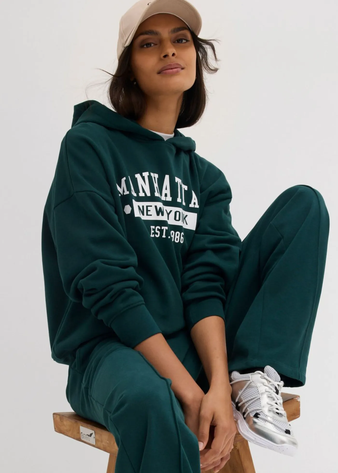 Sudadera holgada de algodón puro con capucha Mujer Ropa Cómoda