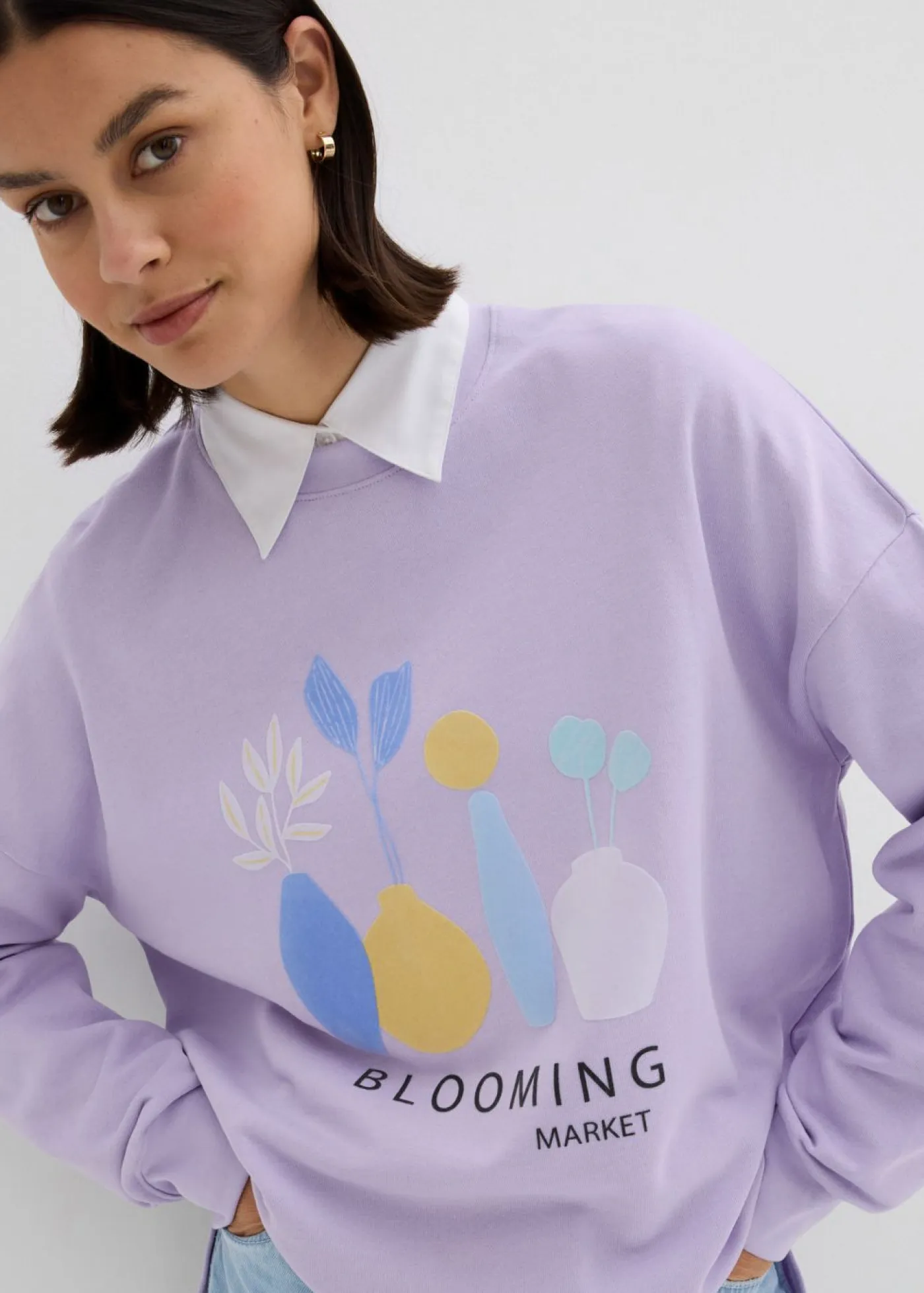 Clearance Sudadera holgada en mezcla de algodón Mujer Ropa Cómoda
