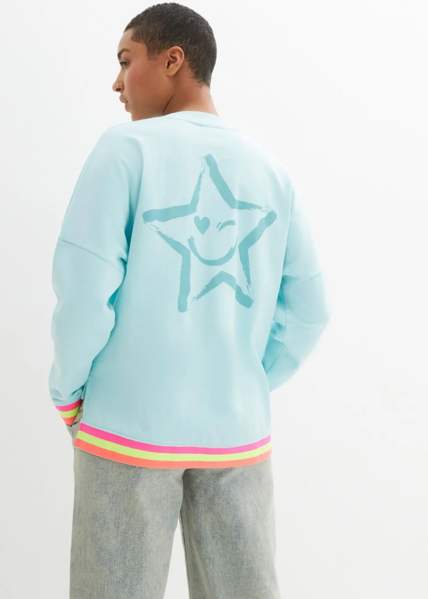 Sale Sudadera oversize con puños multicolores de algodón puro Mujer Ropa Cómoda