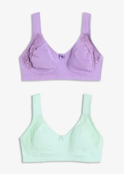 Clearance Sujetador básico de algodón sin aros (2 unidades) Mujer Ropa Interior De Algodón|Sujetadores De Copa E A H