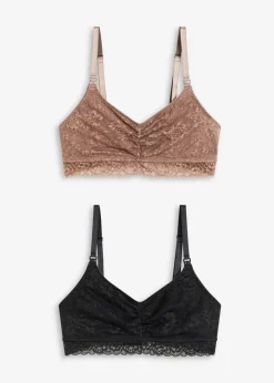 Online Sujetador de lactancia sin aros con encaje y algodón orgánico (2 unidades) Mujer Premamá Y Lactancia|Sujetadores
